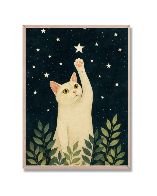 Gato alcanzando estrella
