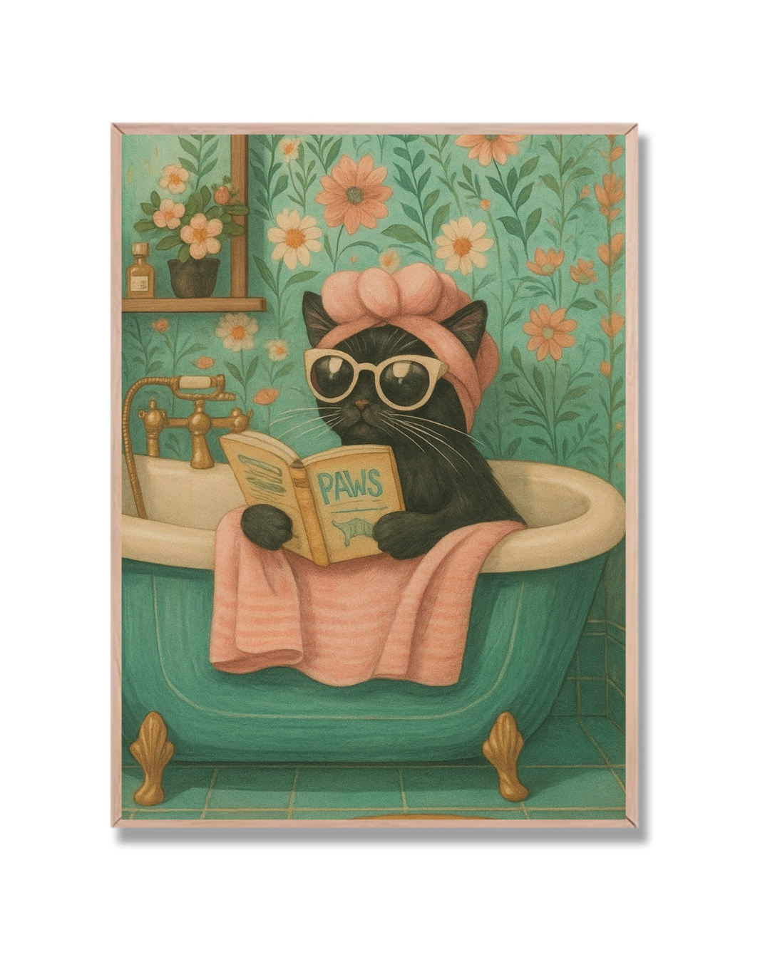 Gato relajado en la bañera