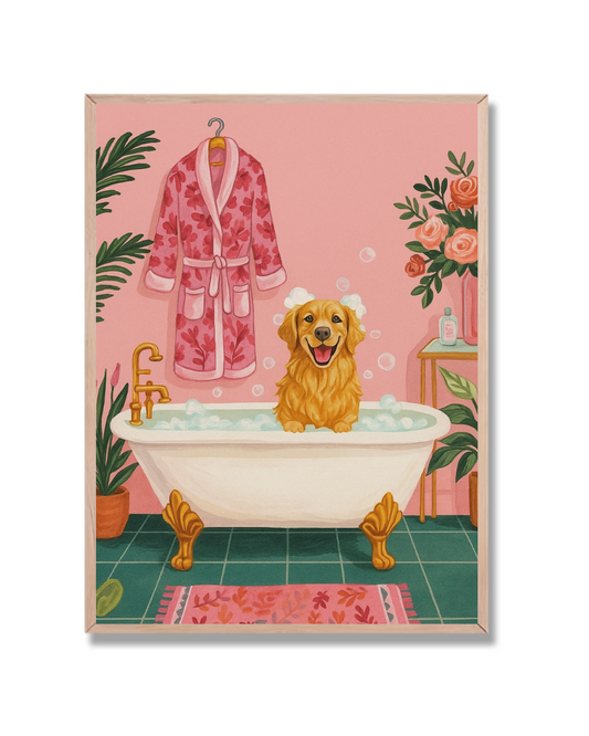 Hora del baño para el golden