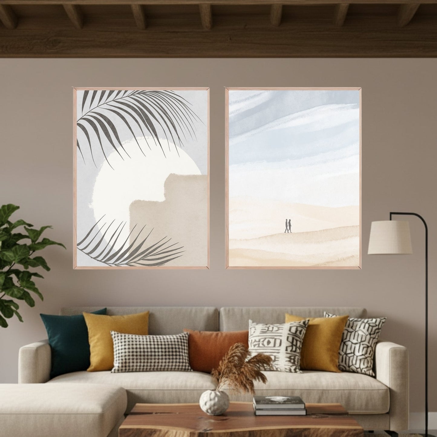 Set de 2 Paisaje Beige