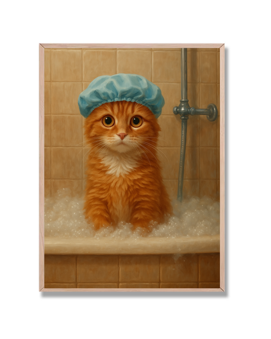 Gato tierno bañera