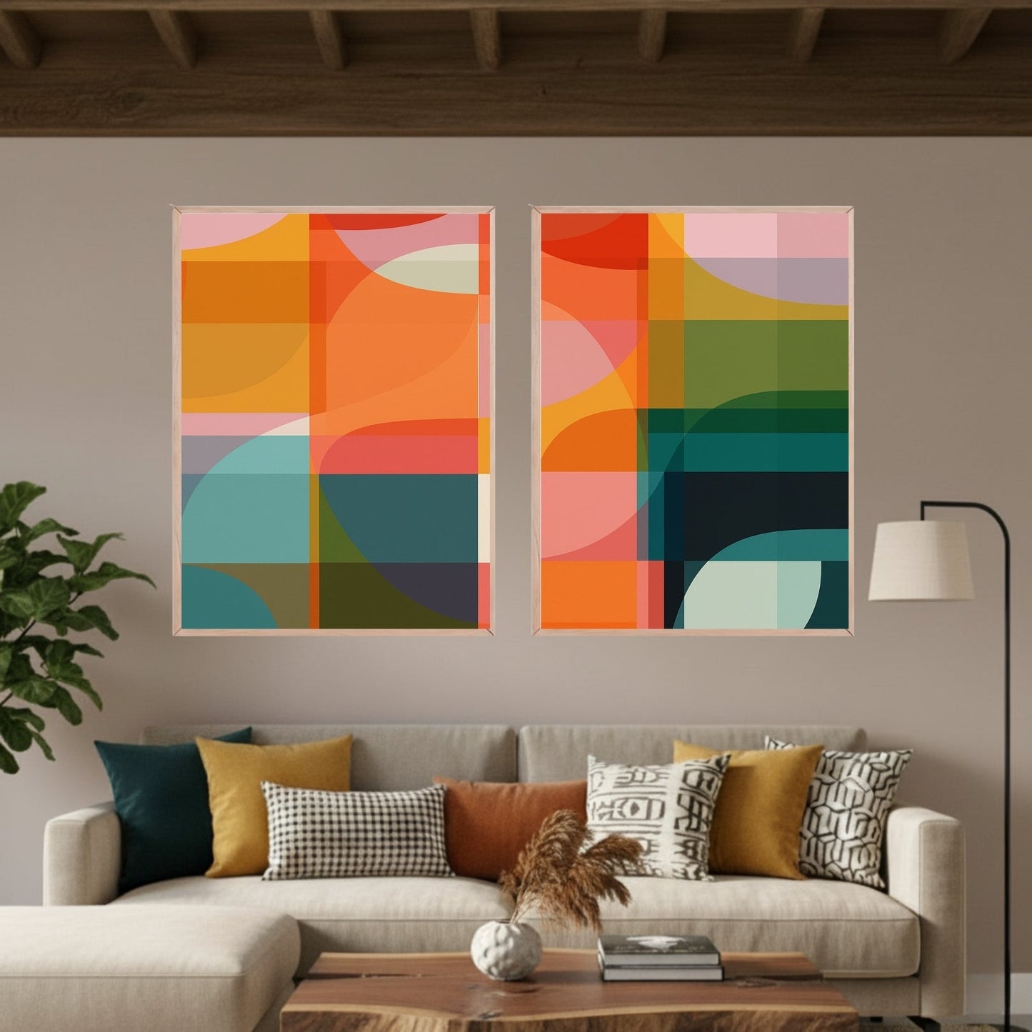 Set de 2 Geométrico Naranja