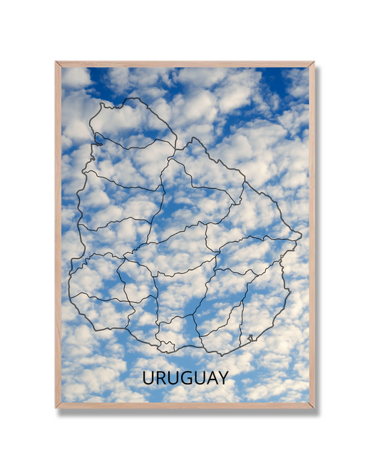 Mapa de Uruguay con cielo