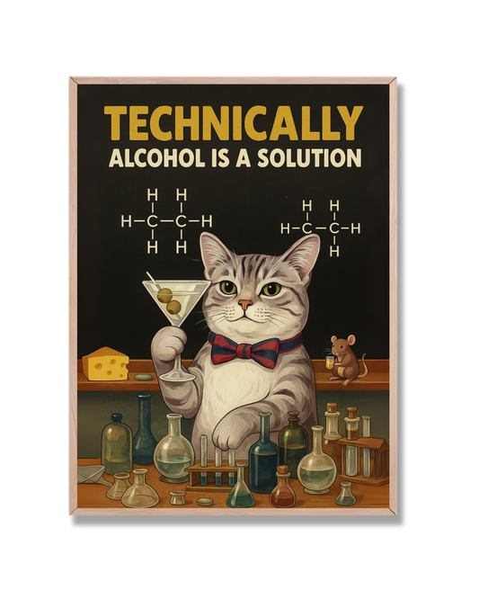 Gato científico con cóctel