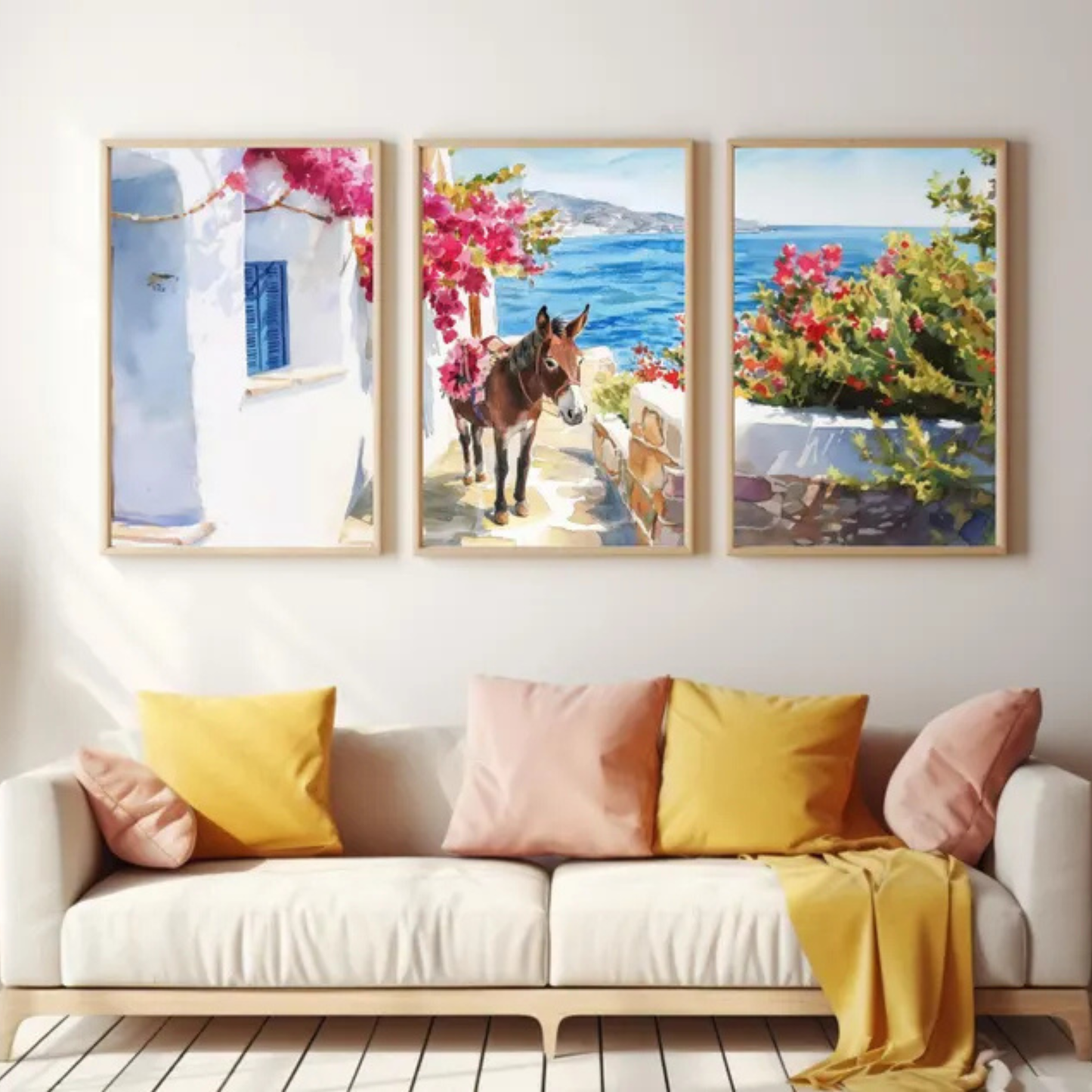 Set de 3 Grecia Burro Flores