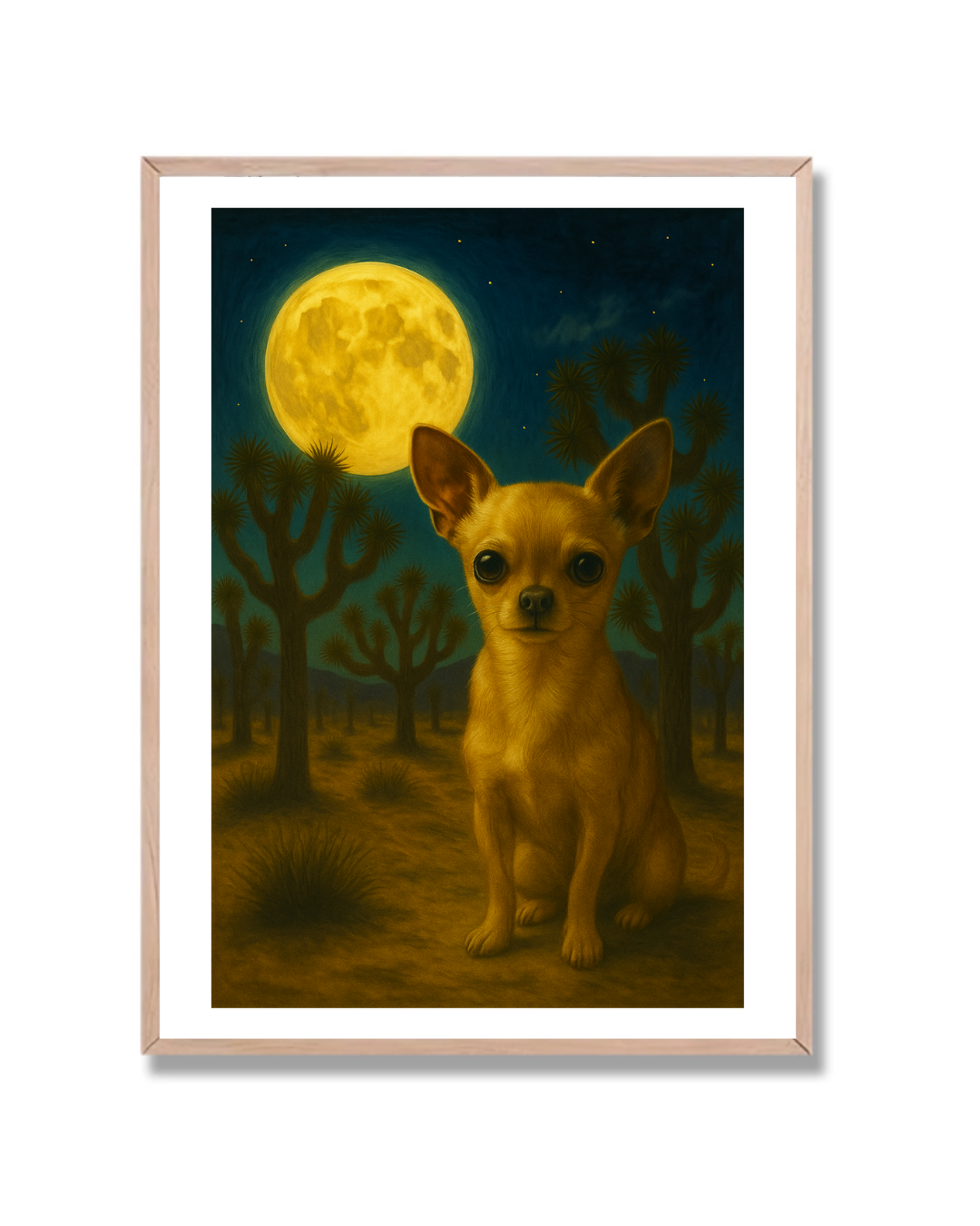 Chihuahua bajo la luna