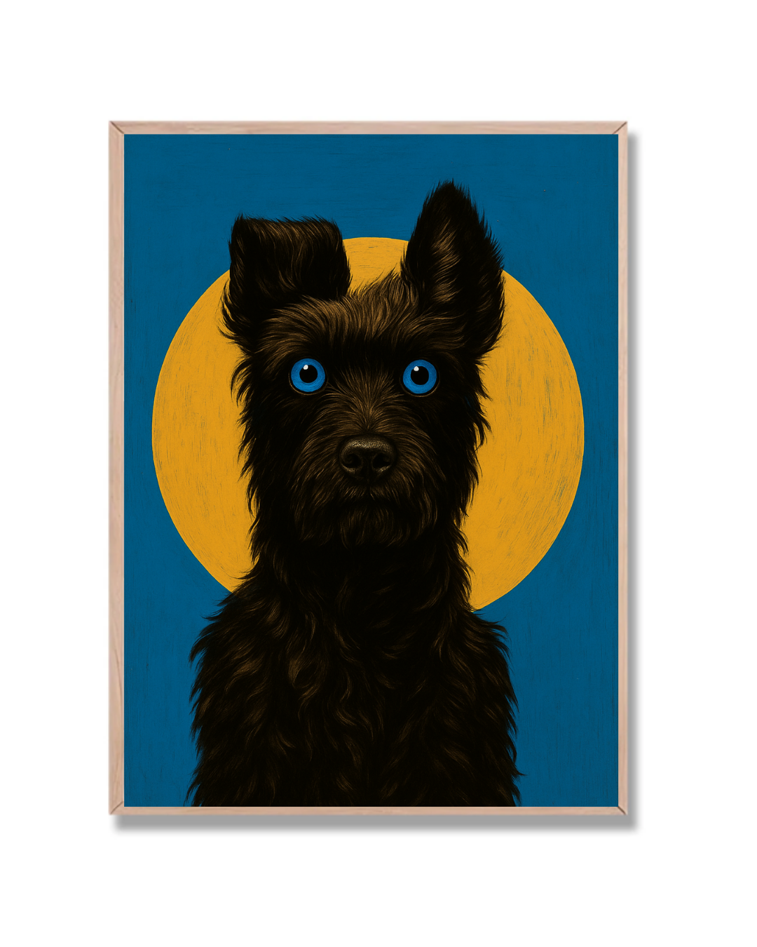 Perro fondo azul