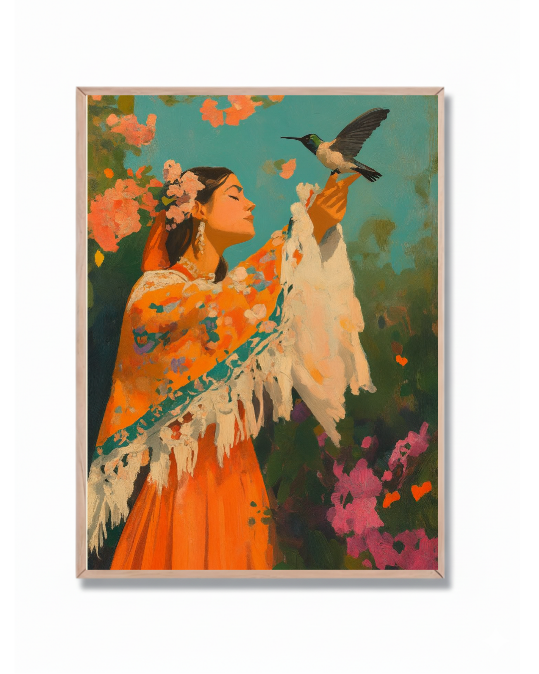Mujer con Colibrí