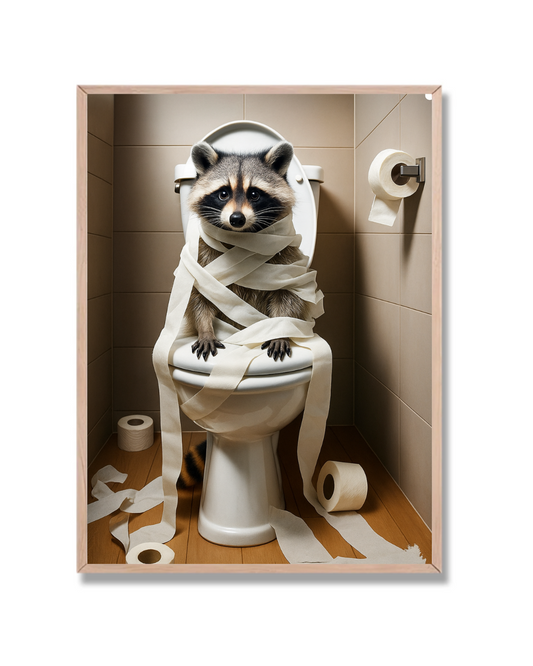 Mapache envuelto en papel