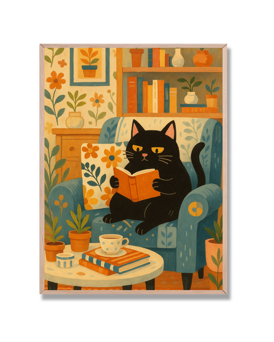 Gato lector en su hábitat natural