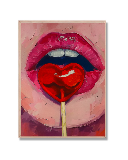 Labios con chupetín rojo