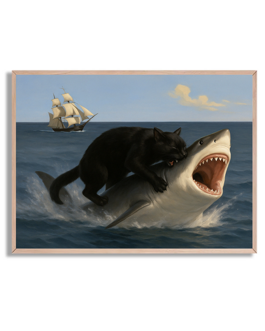 Gato mordiendo tiburón