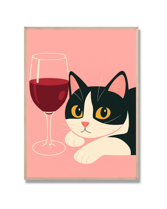 Gato con vino y rosa