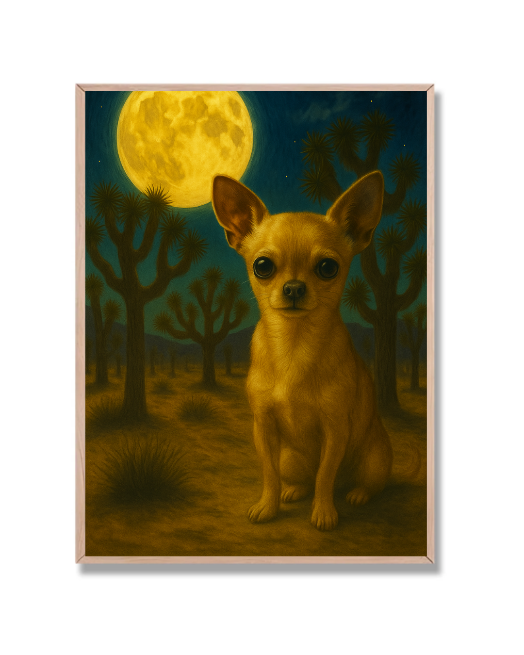 Chihuahua bajo la luna