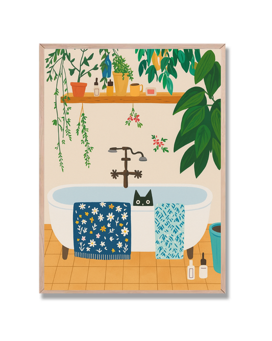 Cat bath time con plantas
