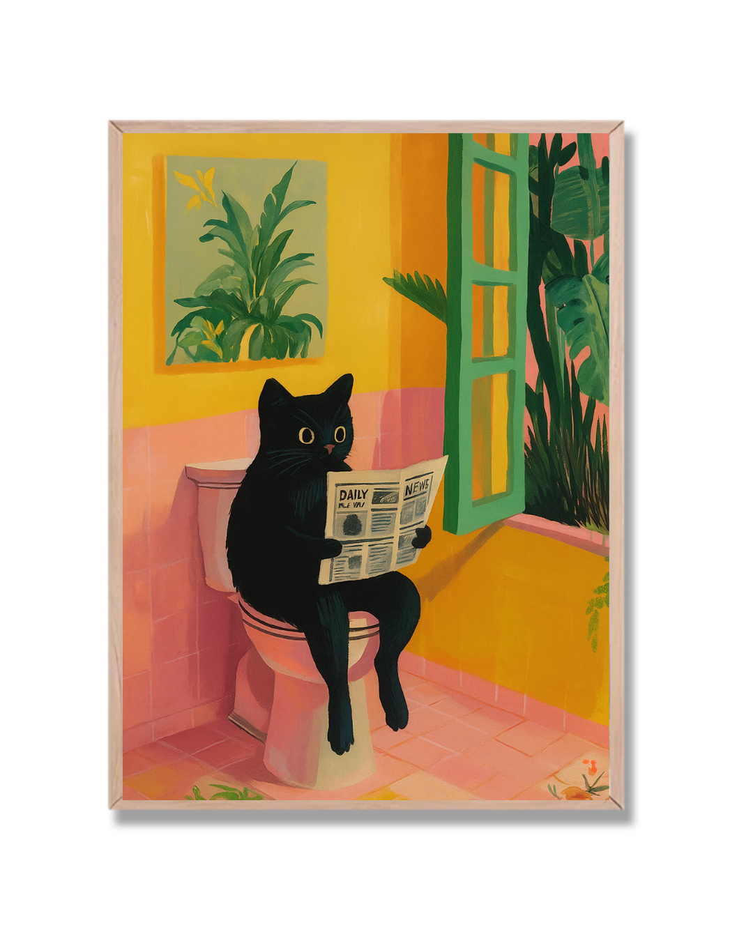 Gato Leyendo en el Baño