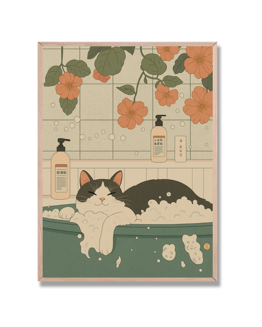 Gato tomando un baño