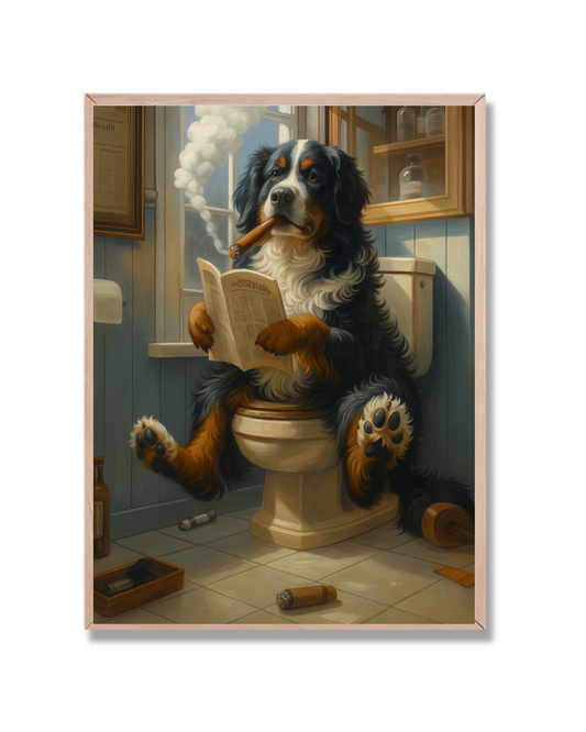 Perro relajado fumando y leyendo