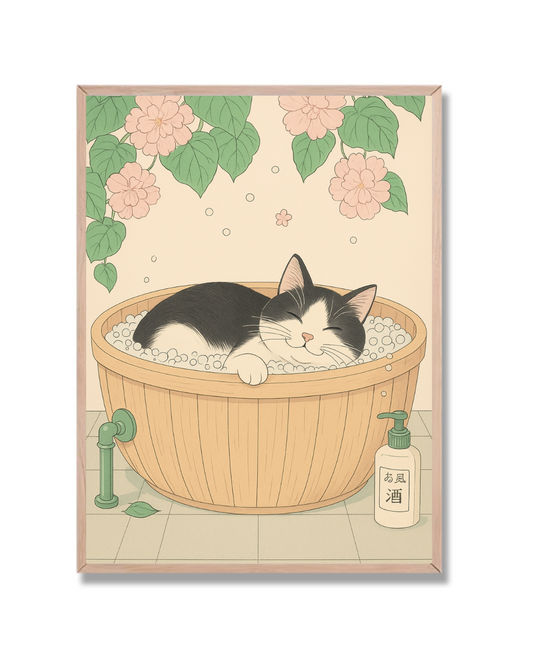 Gato en baño japonés