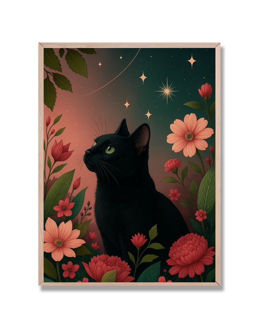 Gato Mirando a las estrellas