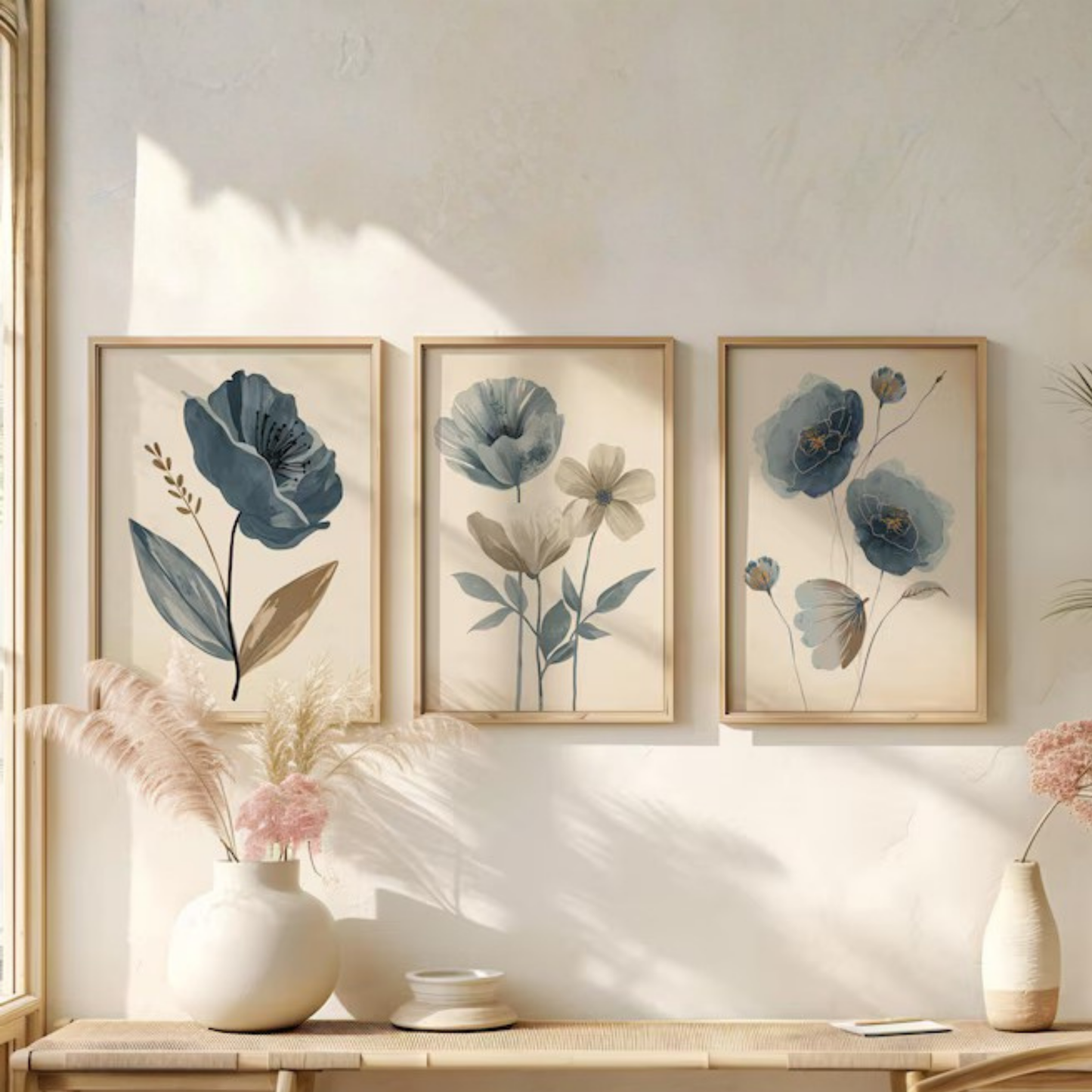 Set de 3 Flores en Azul
