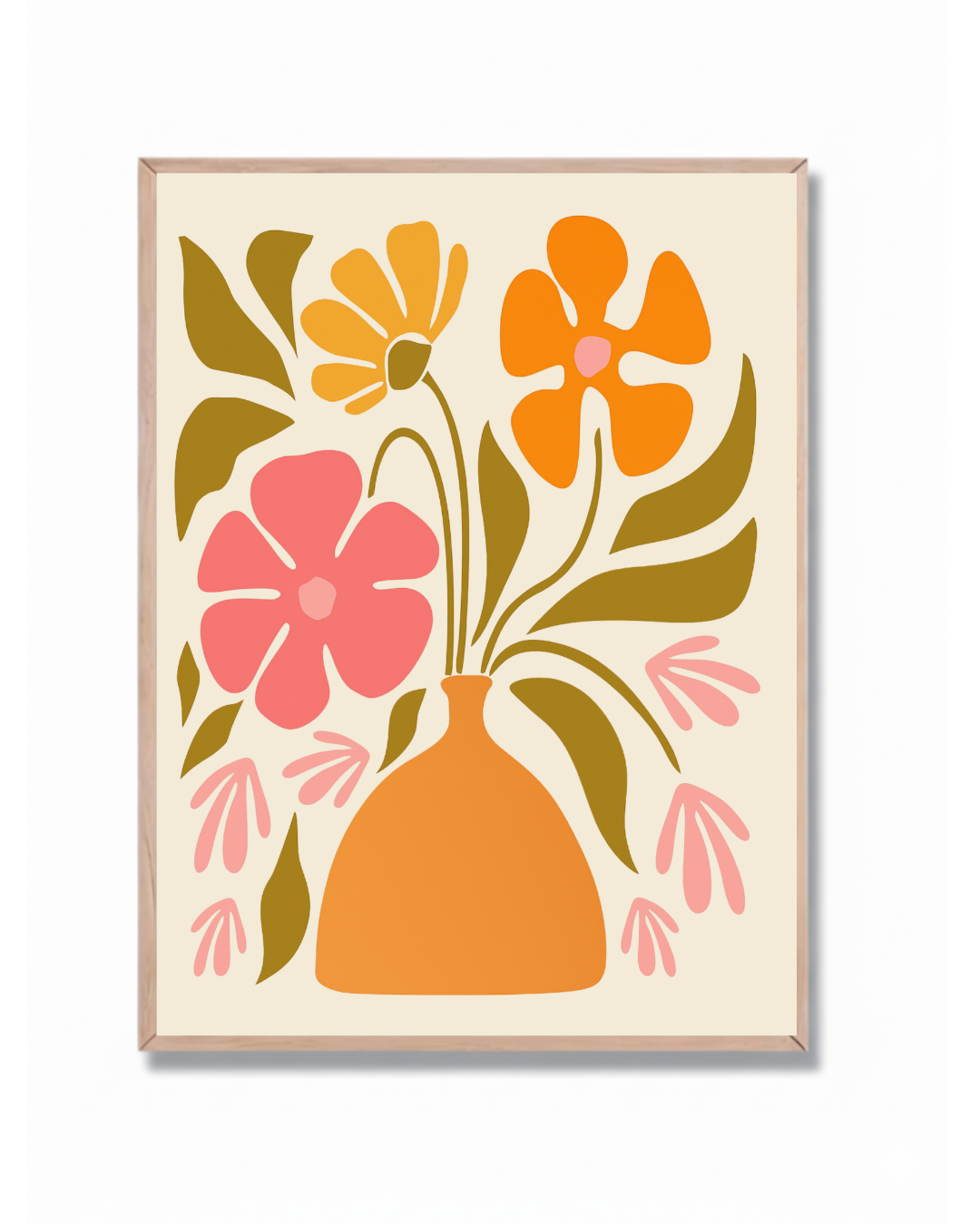 Jarrón y Flores Abstractas