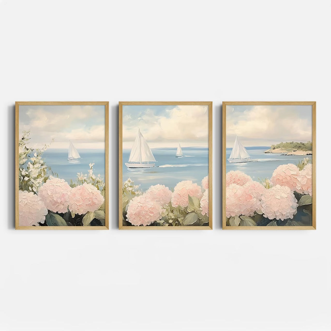 Set de 3 Mar con hortensias