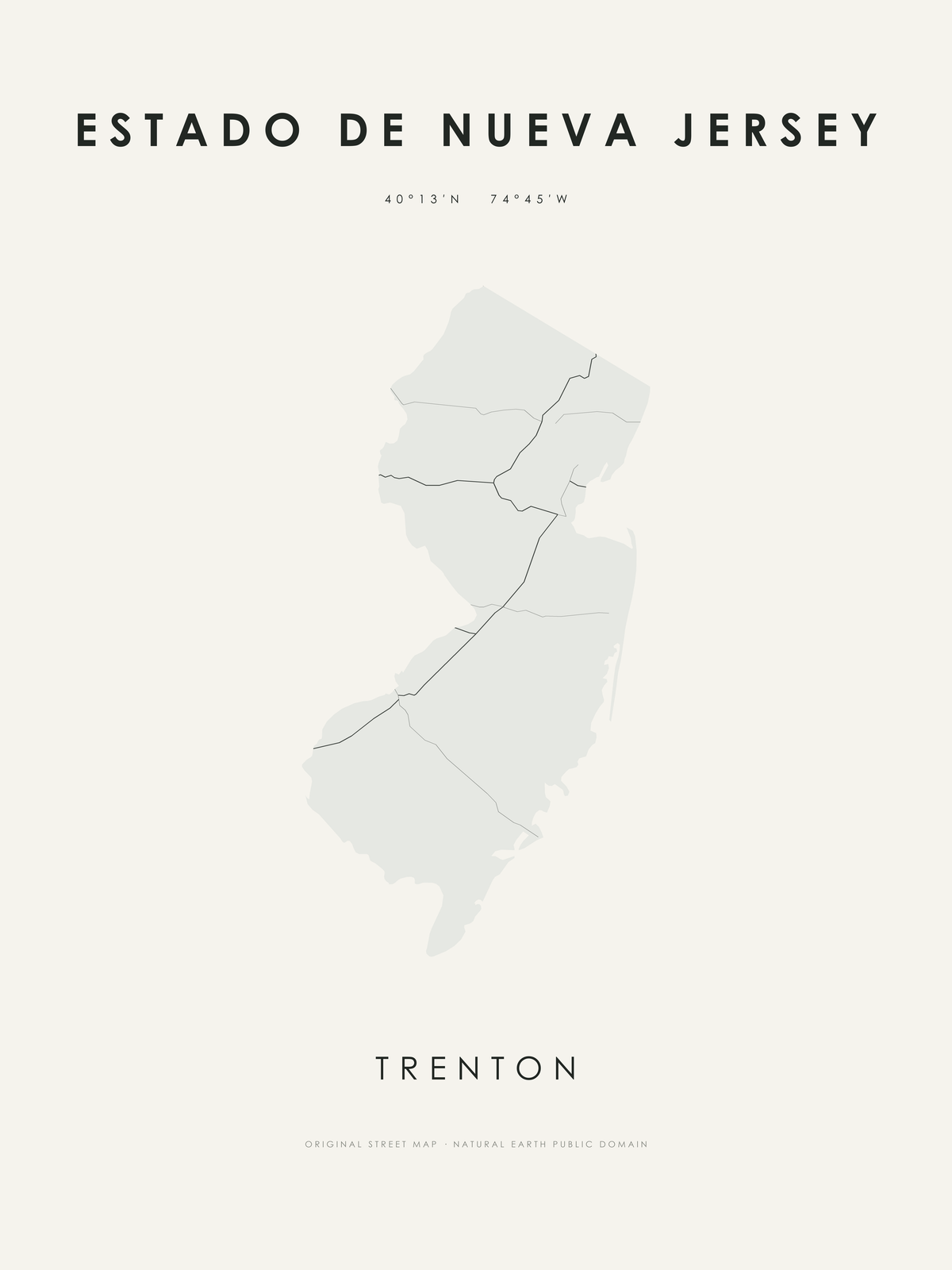 Estado de Nueva Jersey 1 — mapa artístico 3:4