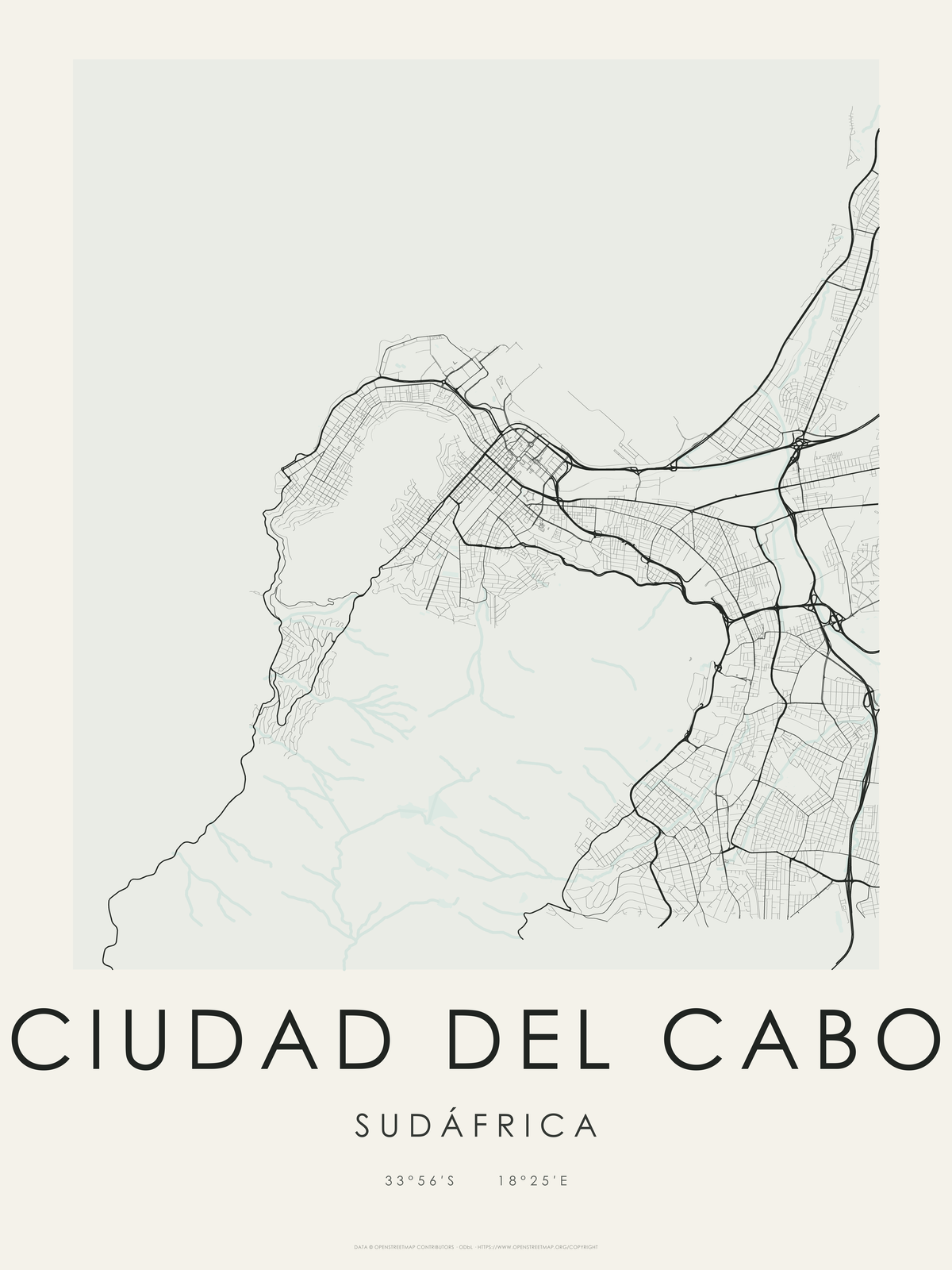 Ciudad del Cabo 1 — mapa artístico 3:4