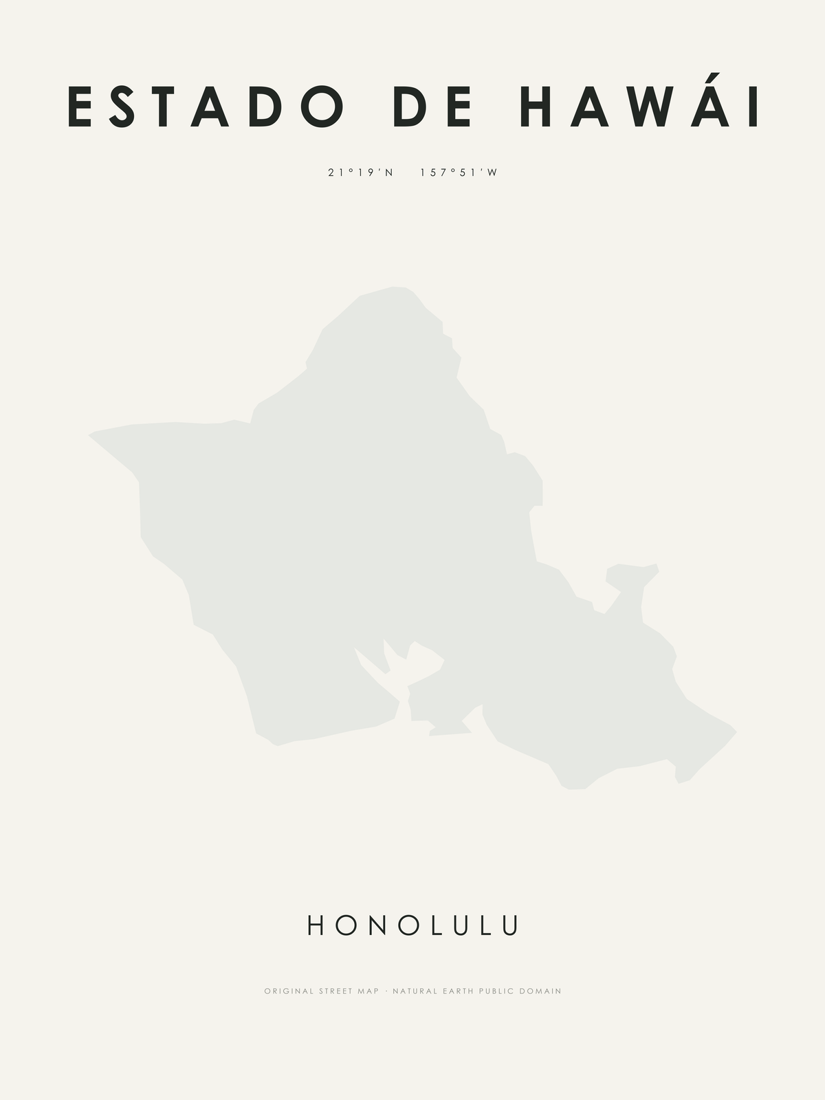 Estado de Hawái 1 — mapa artístico 3:4