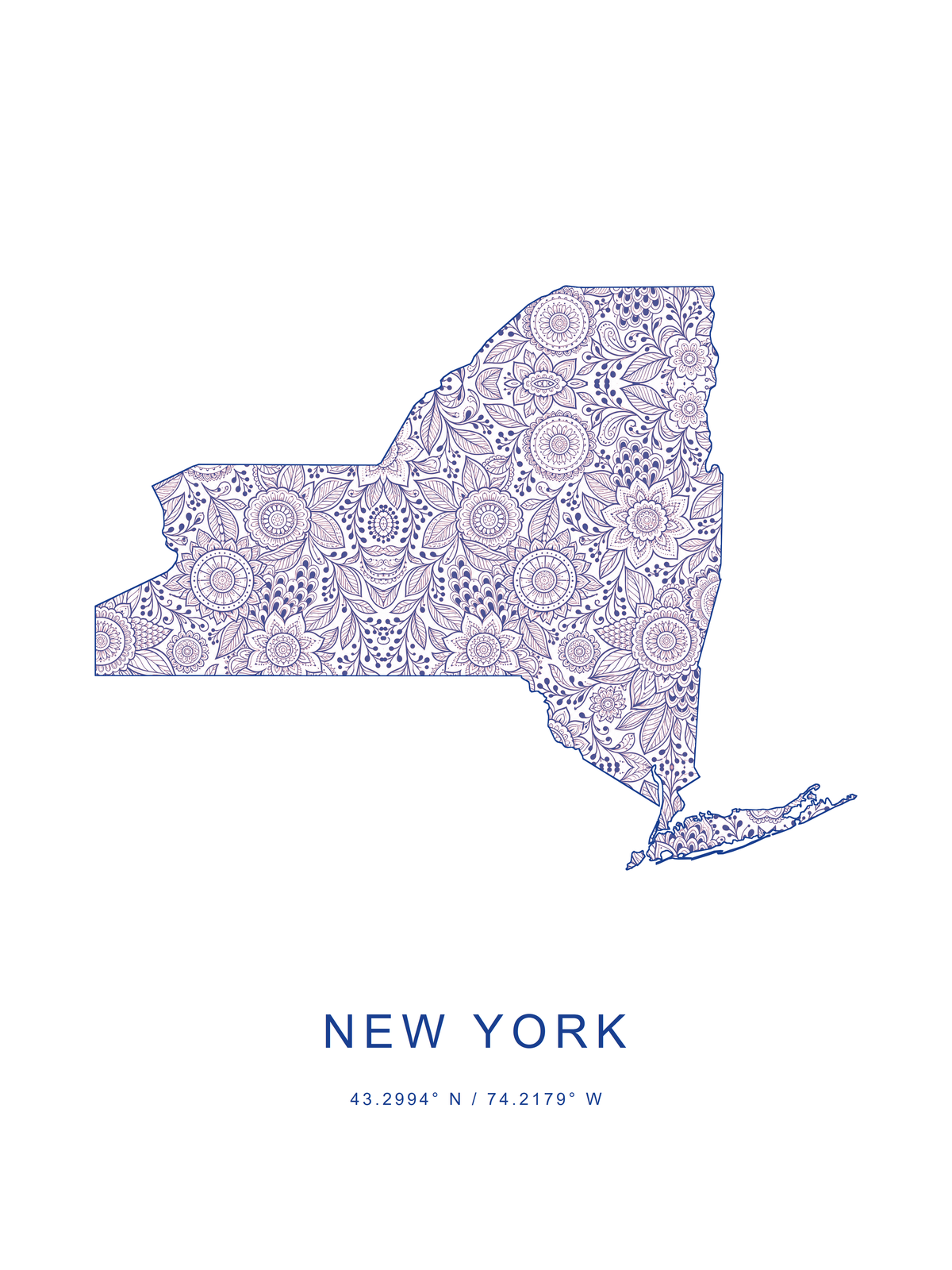 Estado de Nueva York 3 — mapa decorativo 3:4