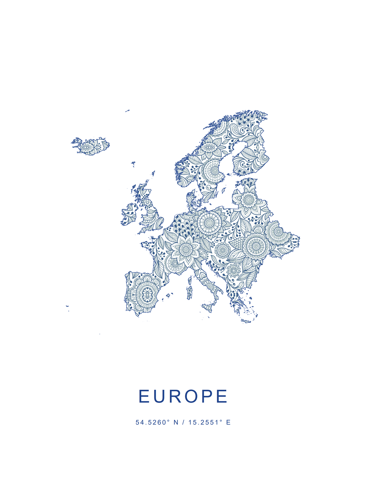 Europa 1 — mapa decorativo 3:4