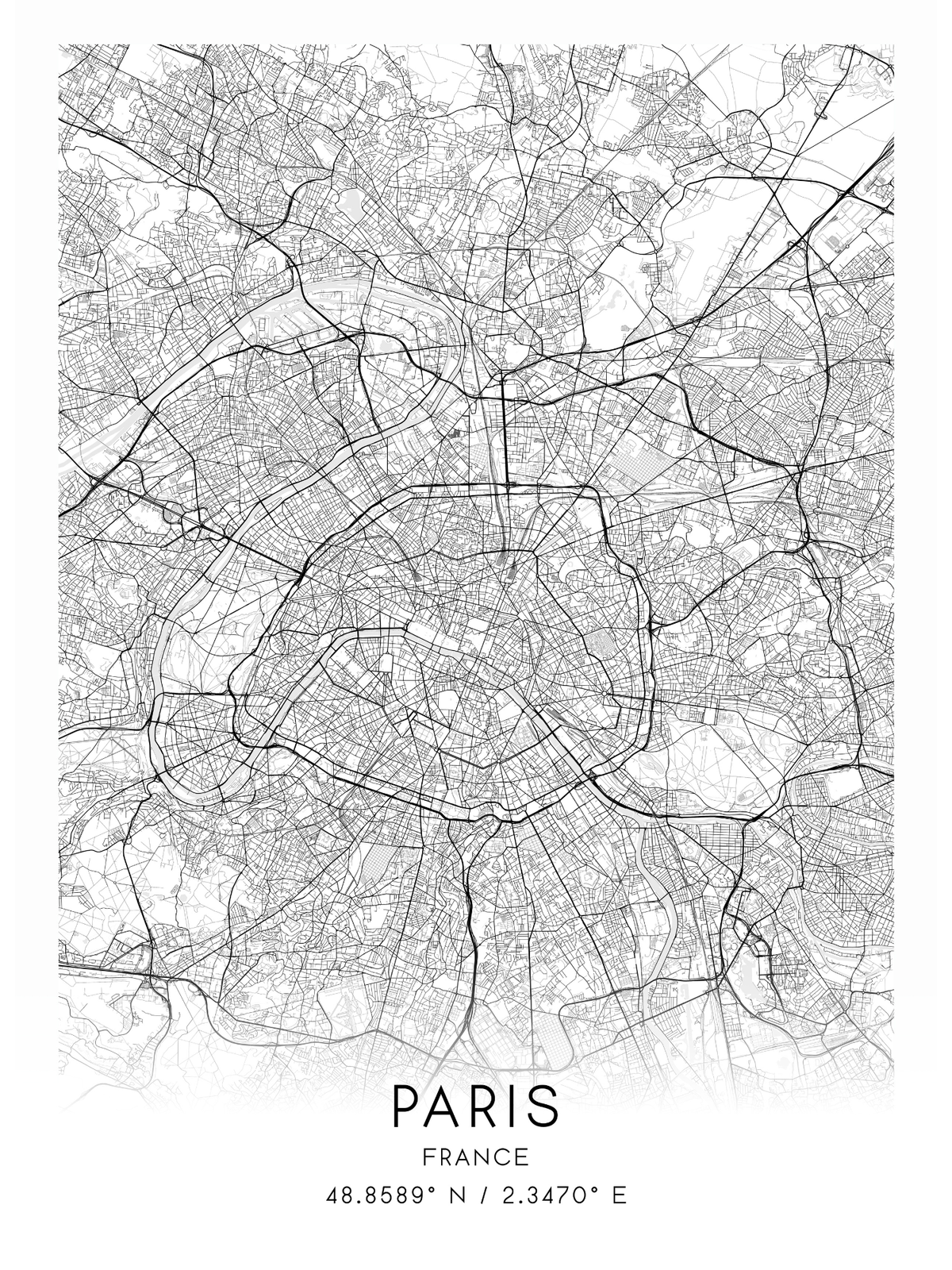 Mapa urbano de Paris, France