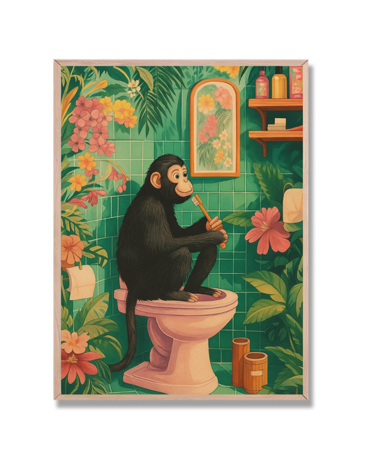 Mono en baño tropical