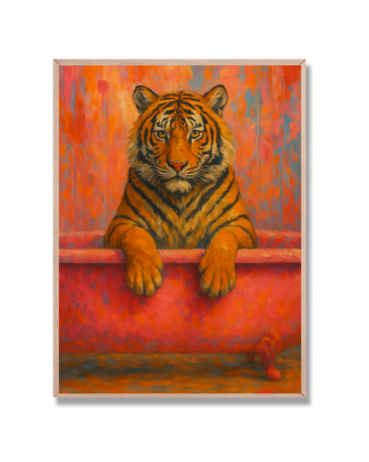 Tigre naranja en baño