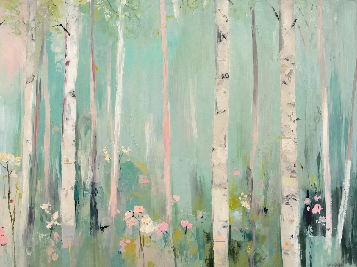 Bosque abstracto en tonos aqua