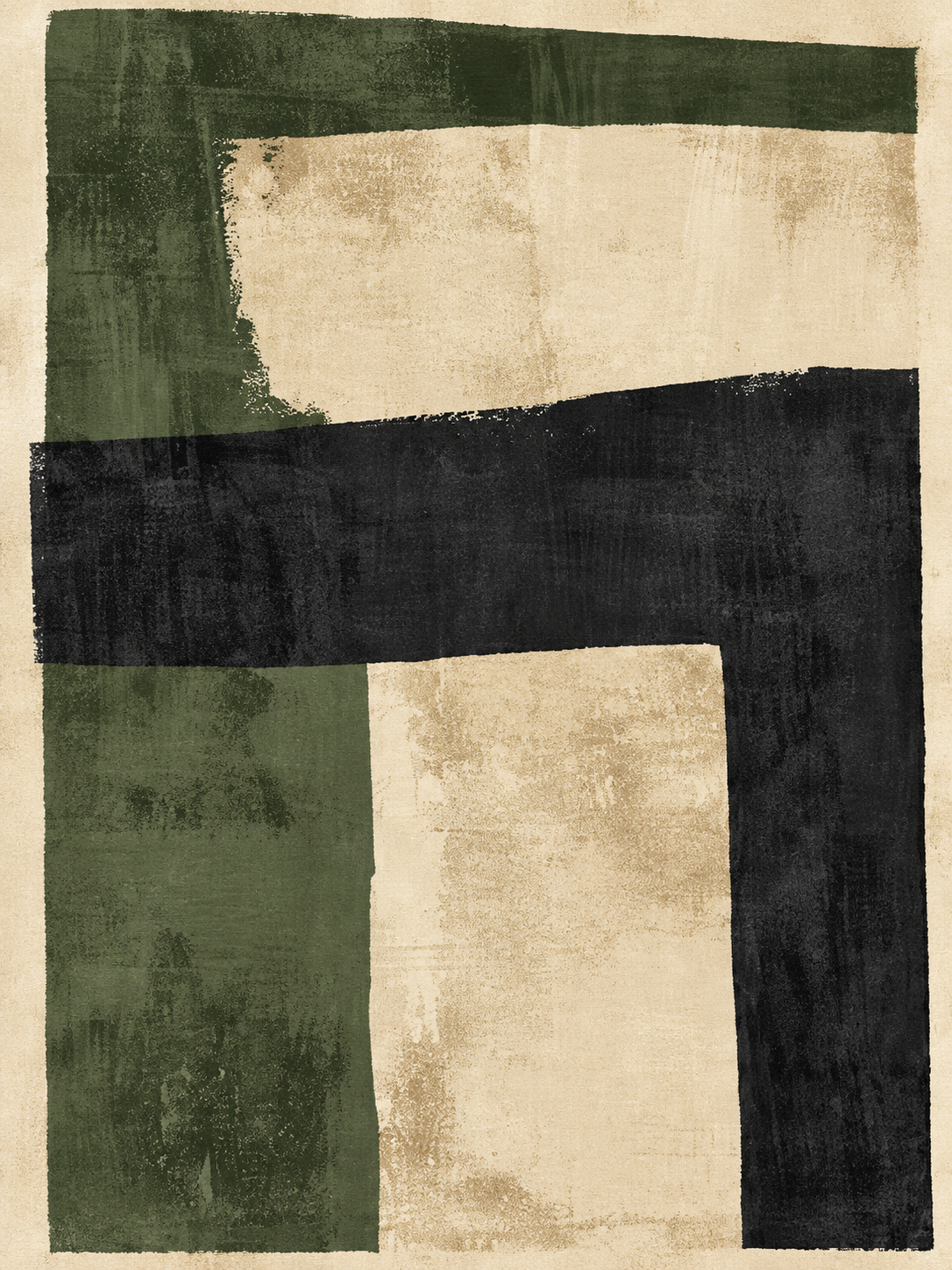 Abstracto verde, negro y beige