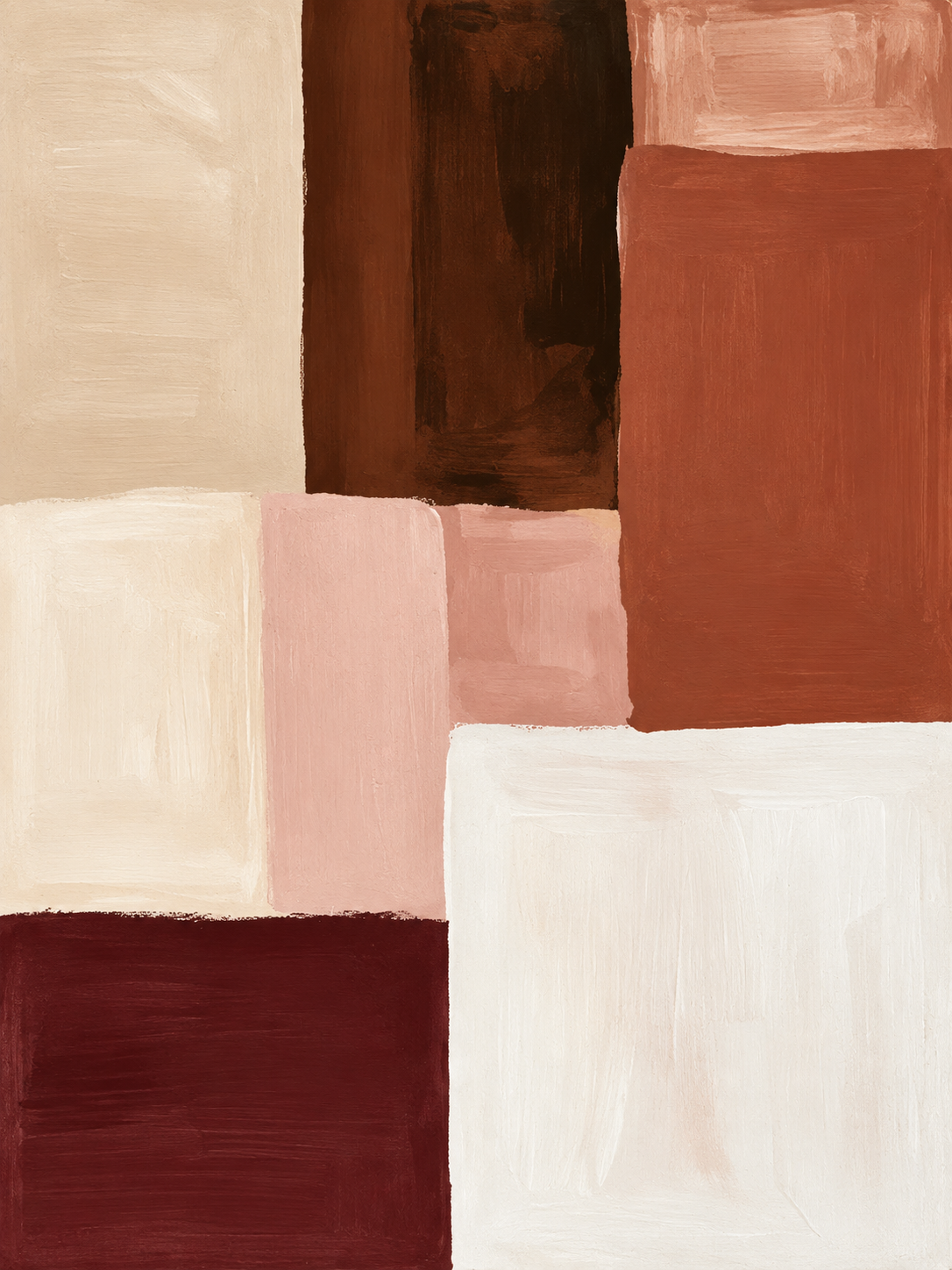 Abstracto geométrico en borgoña, rosa, crema y marrón