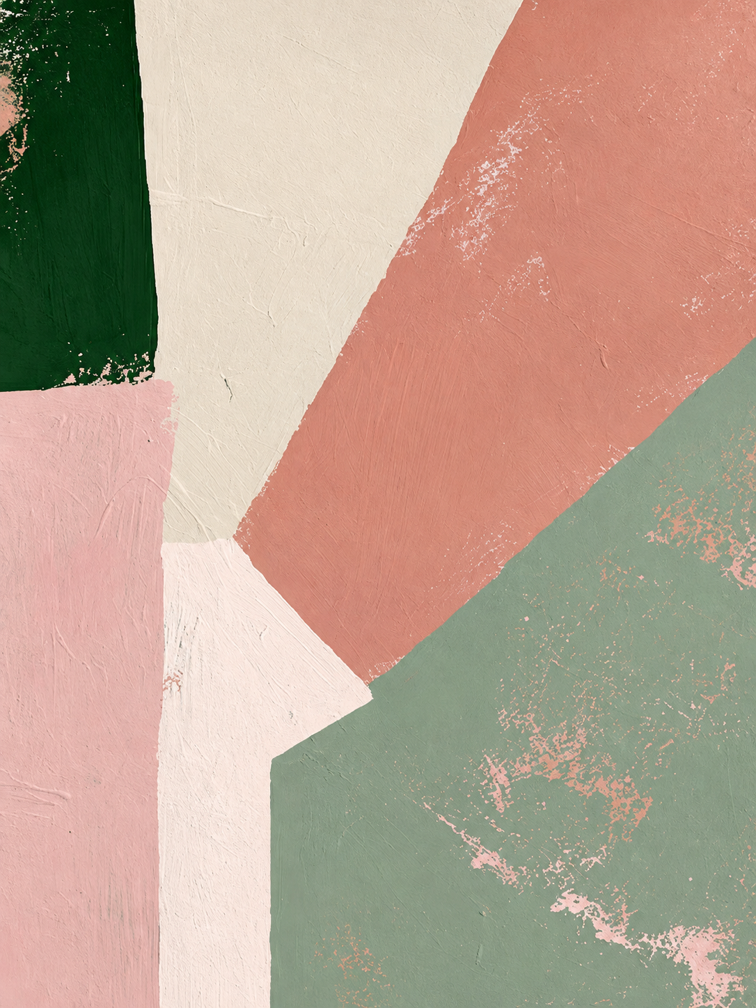 Geométrico en verde, rosa, crema y gris
