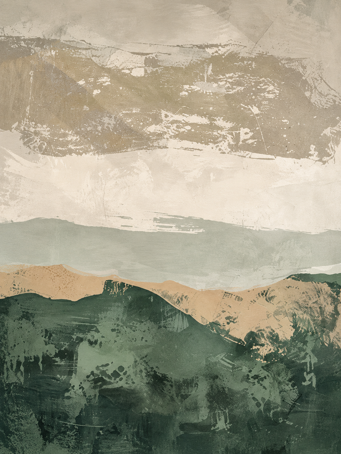 Paisajes abstractos en verde y beige — Izquierdo