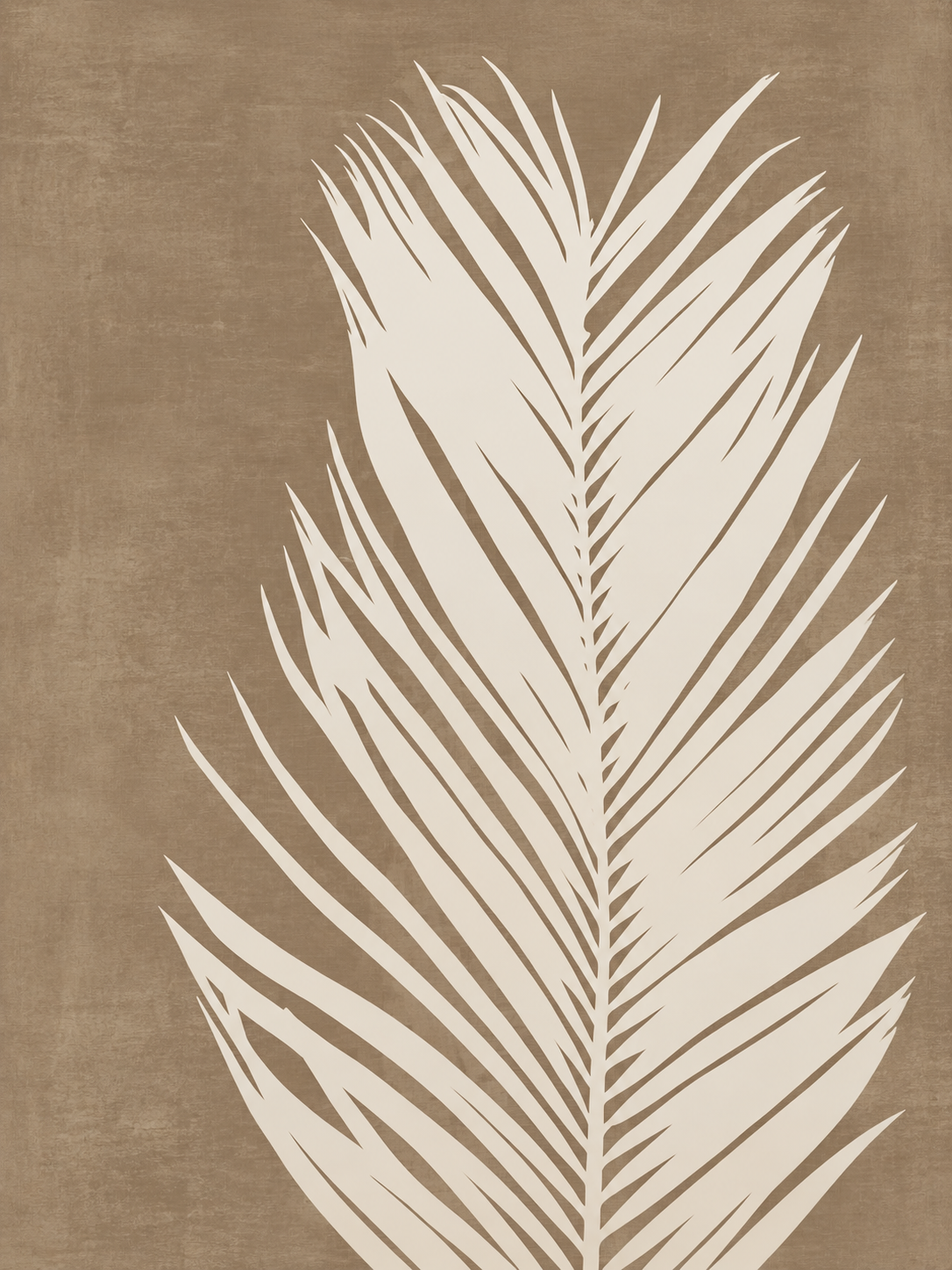 Hoja de palma crema sobre fondo taupe — Derecho