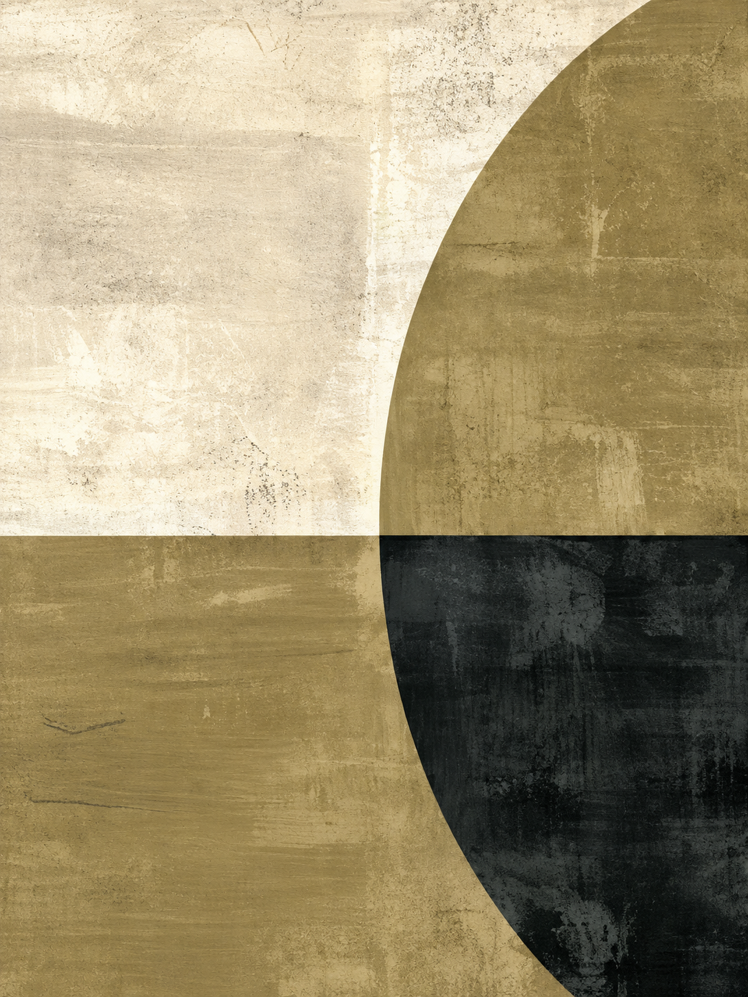 Composición geométrica oliva, crema y negra — Derecho