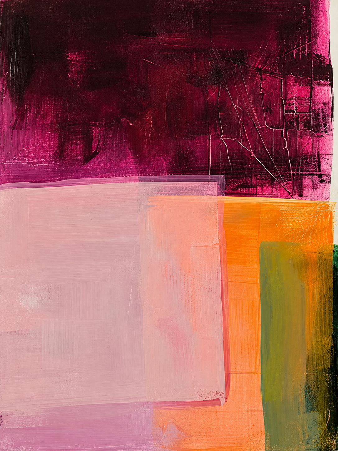 Abstracto gestual magenta, rosa, naranja y verde — Izquierdo