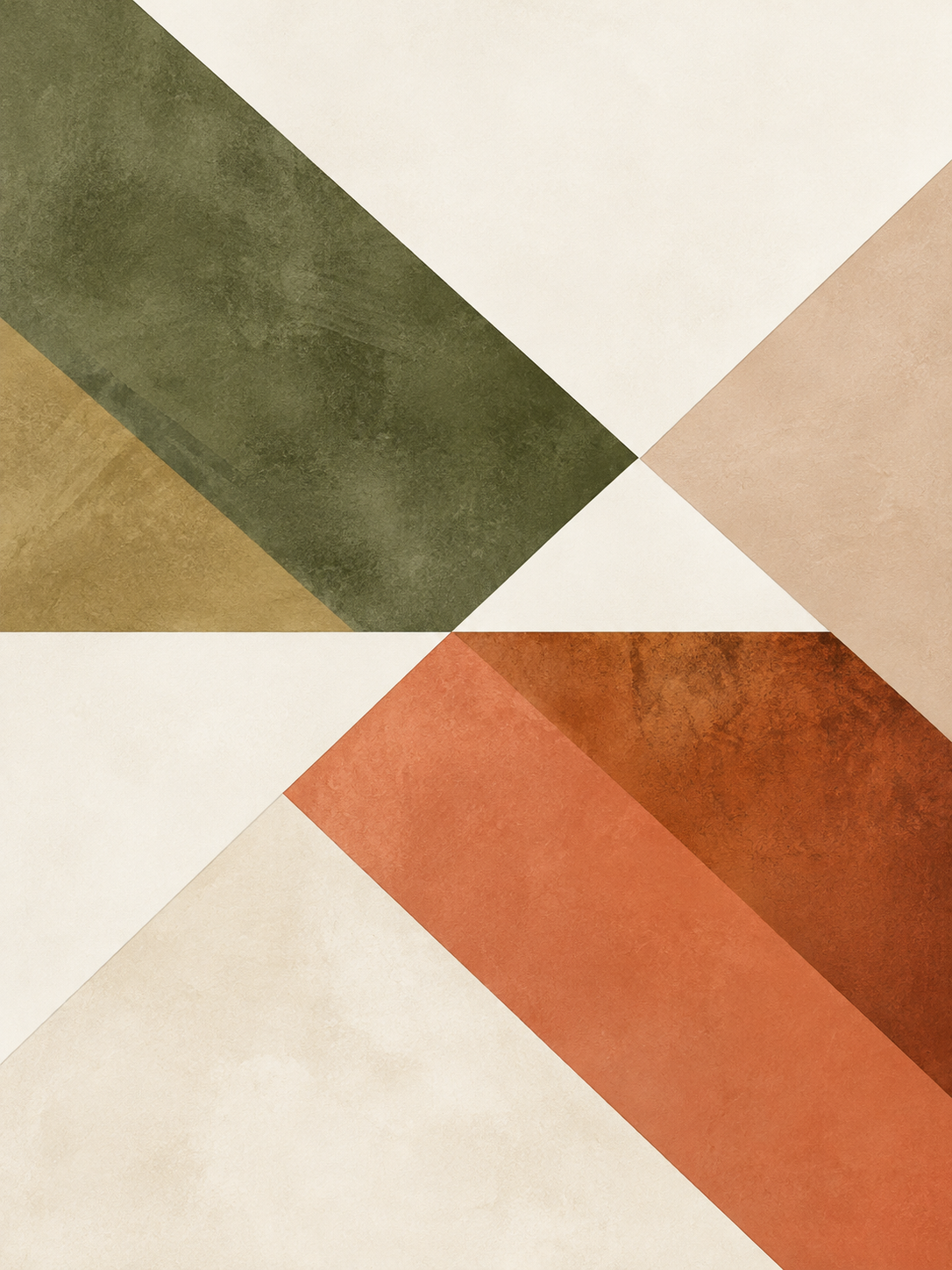 Geométrico diagonal en verde, beige y terracota — Central