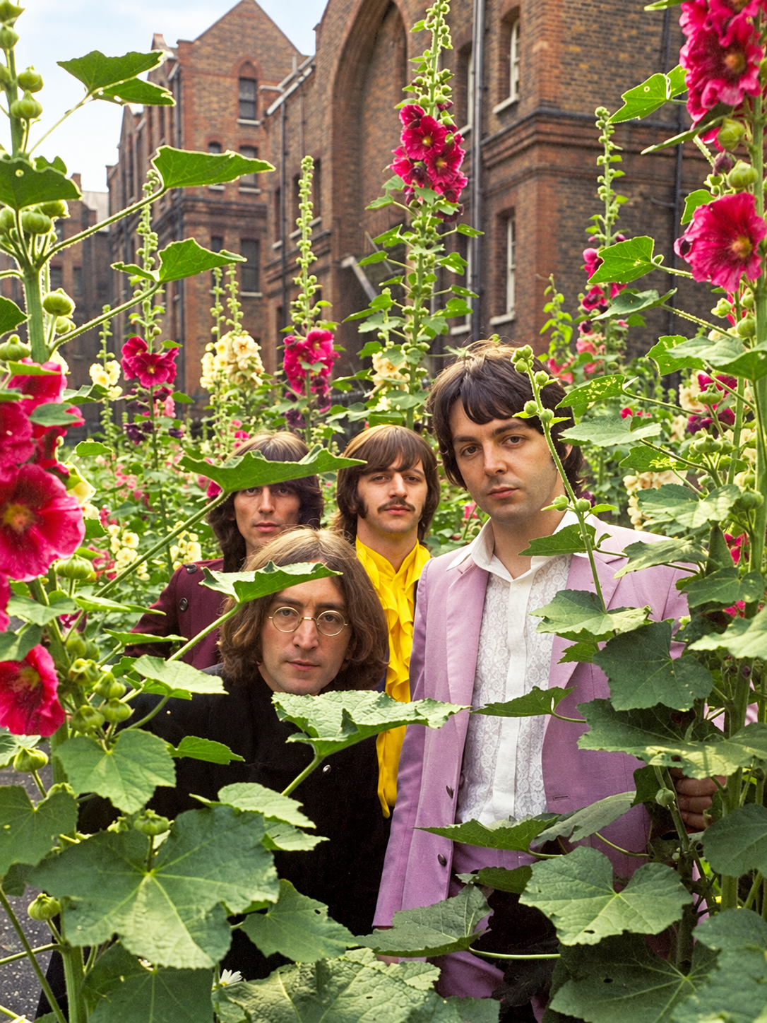Ilustración 018 — The Beatles en el Jardín — cuadro individual
