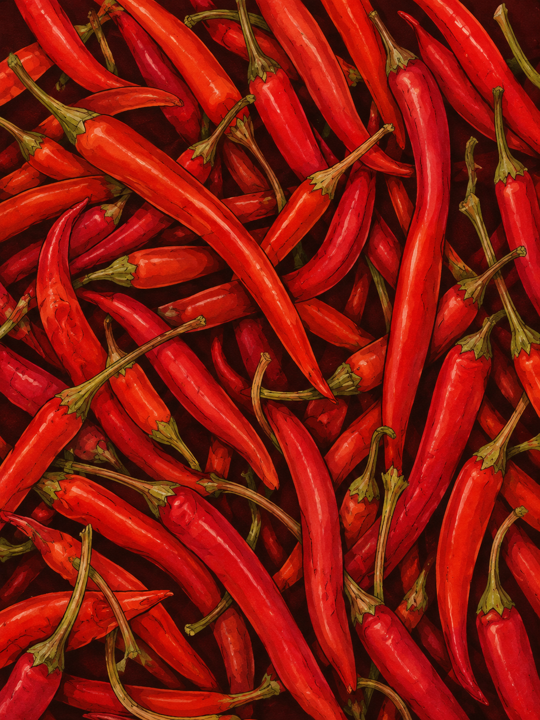 Chilis — ilustración vertical de chilis rojos