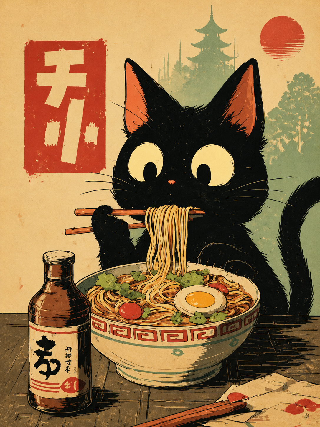 Gato Ramen Negro