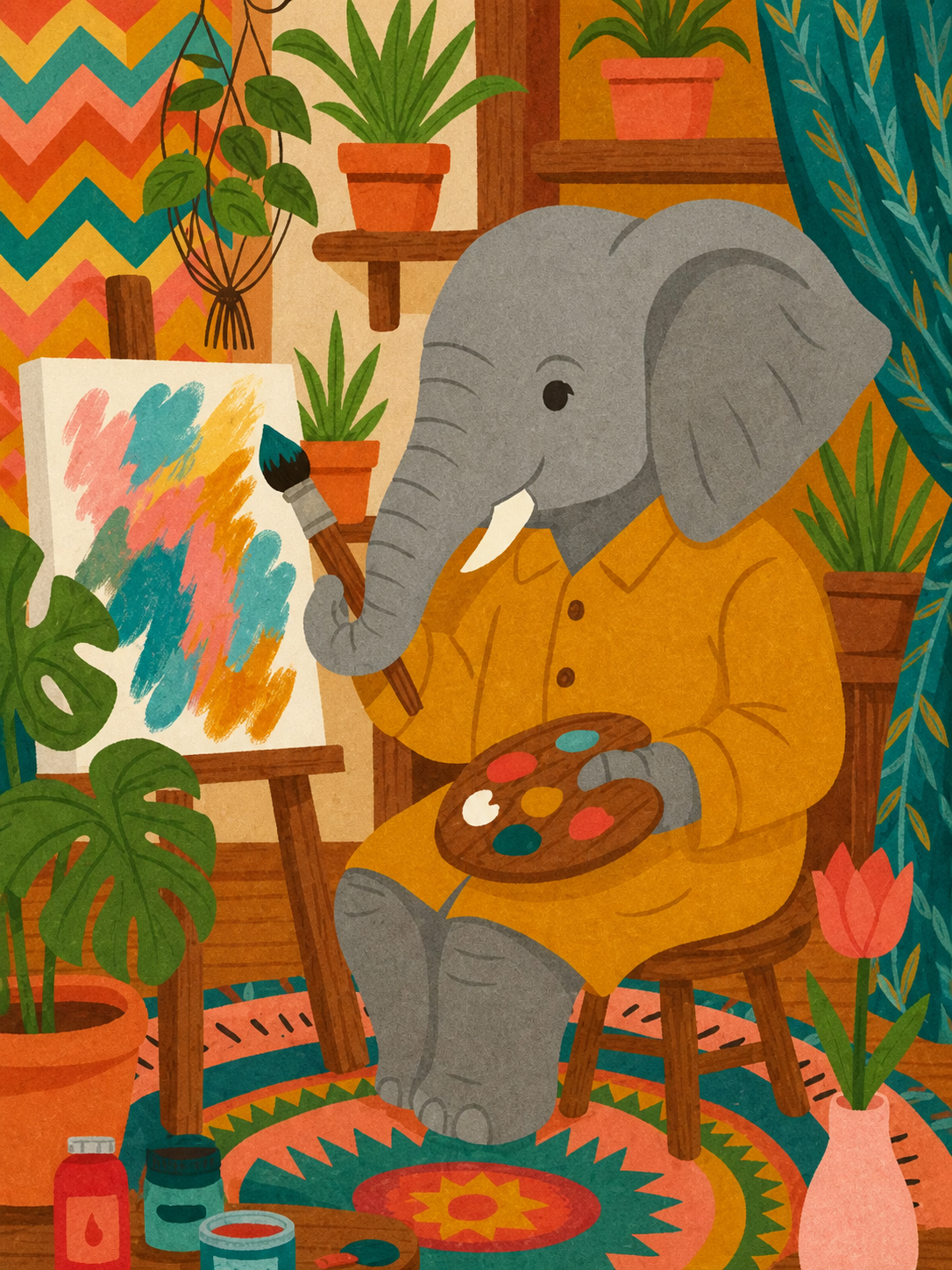 Elefante Artista — cuadro infantil