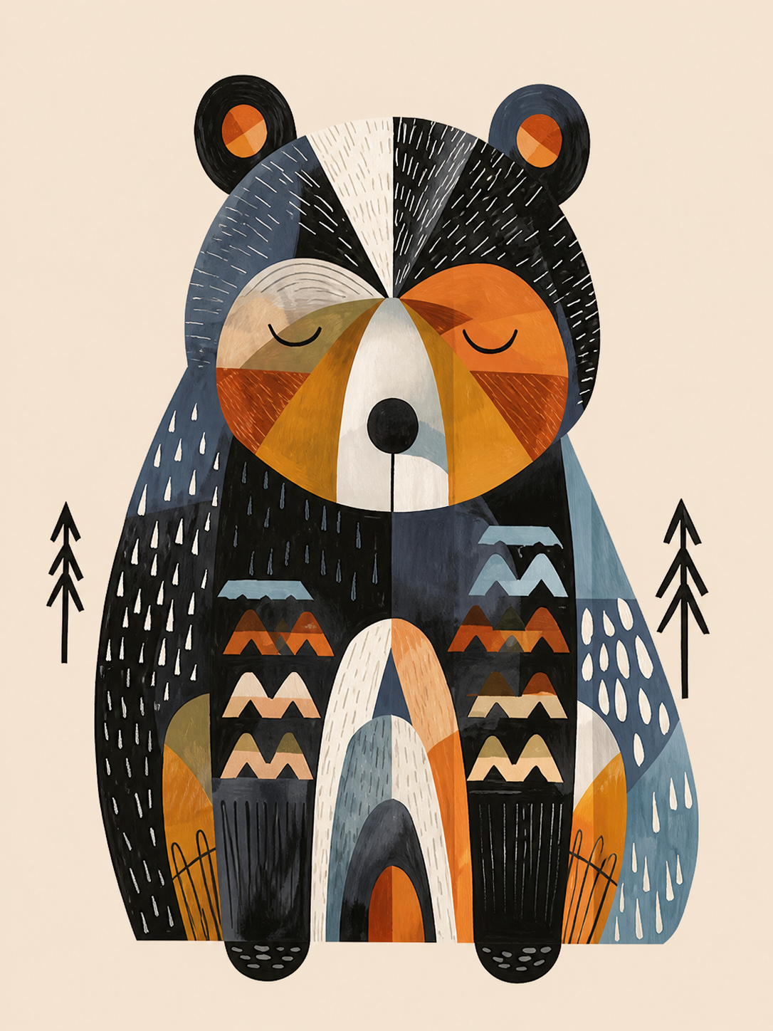 Mapache Geométrico — cuadro infantil