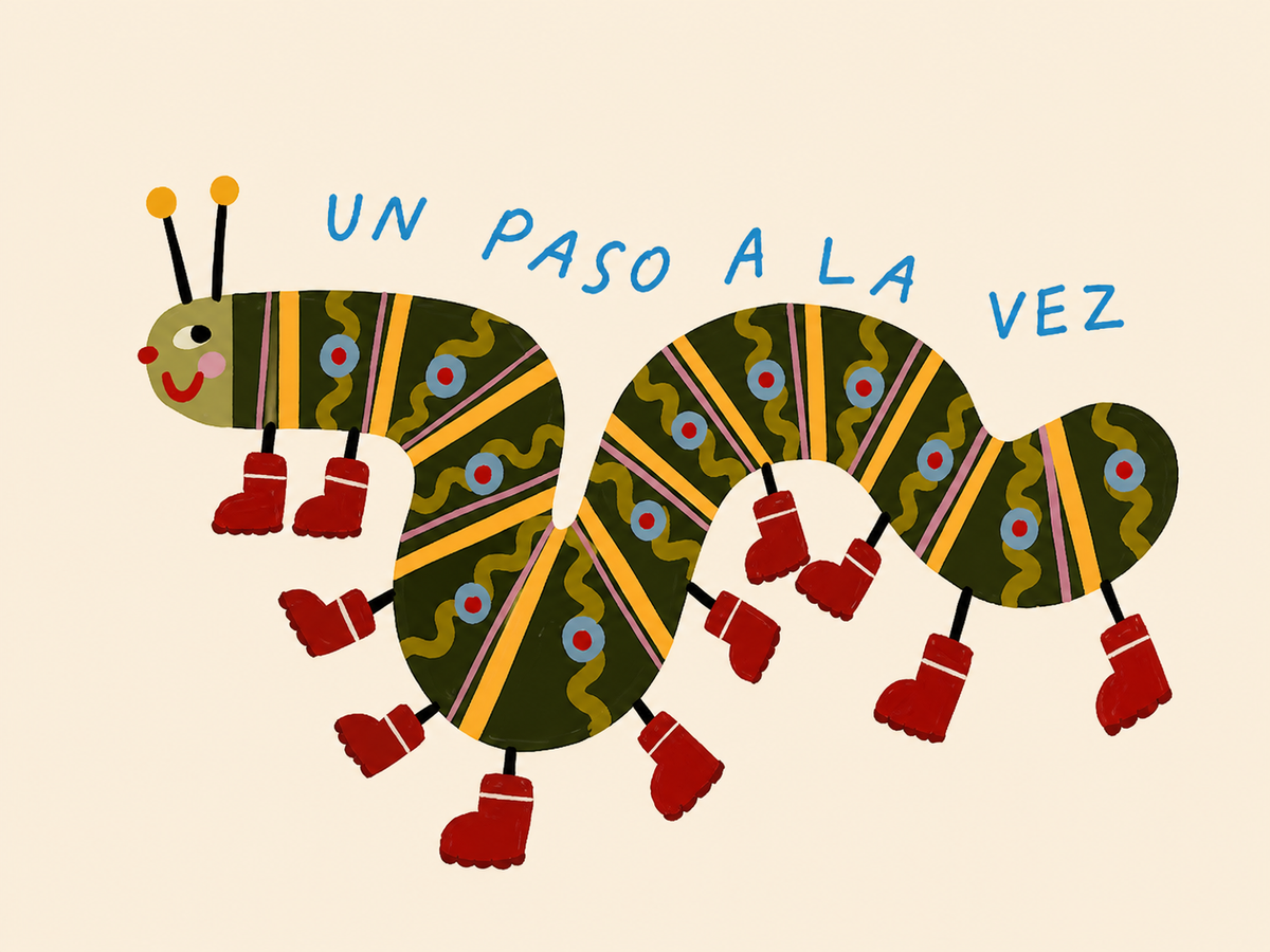Oruga Un Paso a la Vez — cuadro infantil